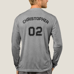 Speler Naam Jersey Nummer Grijs Mannen Lange Mouw Tri-Blend Shirt