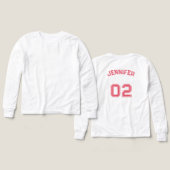 Speler Naam Jersey Nummer Meisjes Wit Lange Mouw (Voorkant /achterkant)