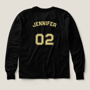 Speler Naam Jersey Nummer Meisjes Zwart Lange Mouw