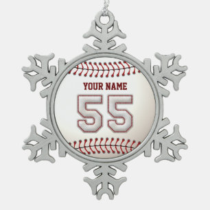 Speler nr. 55 - Koel Baseball Stitches Tin Sneeuwvlok Ornament