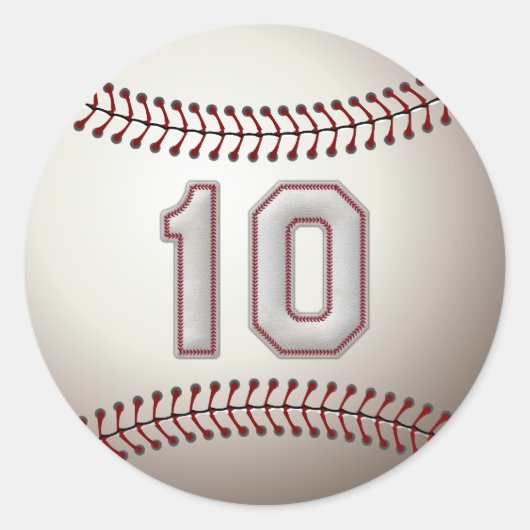 Speler nummer 10 - Cool Baseball Stitches Ronde Sticker (Voorkant)