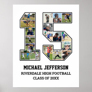 Speler nummer 15 Senior Sports Team Fotocollage Poster