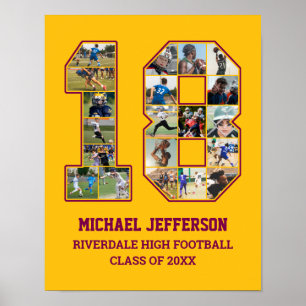 Speler nummer 18 Senior Sports Team Fotocollage Poster