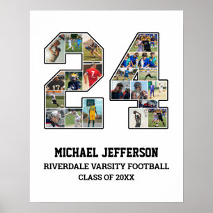 Speler nummer 24 Senior Sport Team Fotocollage Poster