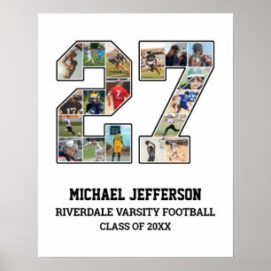 Speler nummer 27 Senior Sports Team Fotocollage Poster