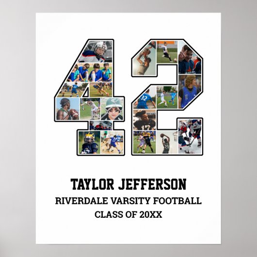 Speler nummer 42 Senior Sports Team Fotocollage Poster (Voorkant)
