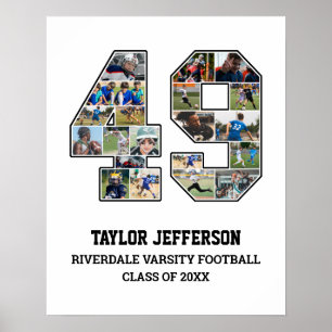 Speler nummer 49 Senior Sports Team Fotocollage Poster