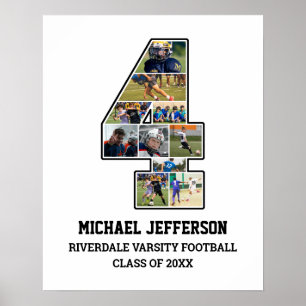 Speler nummer 4 Senior Sport Team Fotocollage Poster