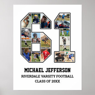 Speler nummer 61 Senior Sports Team Fotocollage Poster