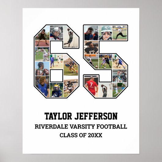 Speler nummer 65 Senior Sport Team Fotocollage Poster (Voorkant)