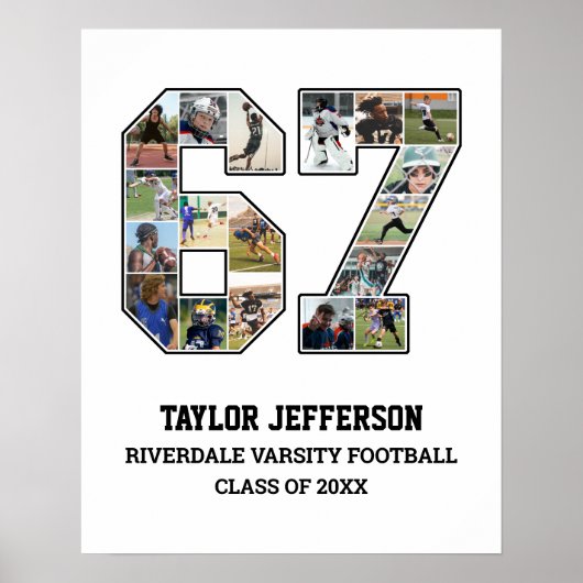 Speler nummer 67 Senior Sports Team Fotocollage Poster (Voorkant)