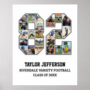 Speler nummer 82 Senior Sports Team Fotocollage Poster