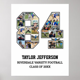 Speler nummer 84 Senior Sports Team Fotocollage Poster