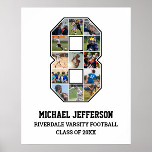 Speler nummer 8 Senior Sport Team Fotocollage Poster