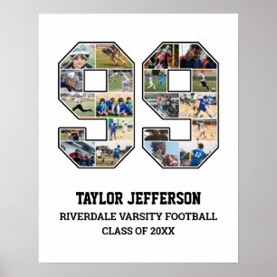 Speler nummer 99 Senior Sports Team Fotocollage Poster