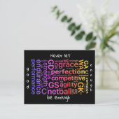 Speler Posities Inspirerend Netball Quote Briefkaart (Staand voorkant)