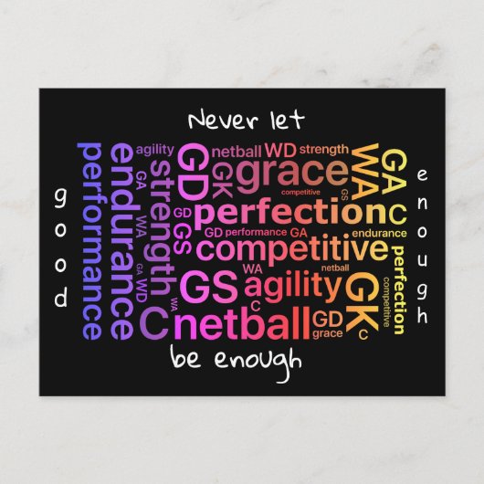 Speler Posities Inspirerend Netball Quote Briefkaart (Voorkant)