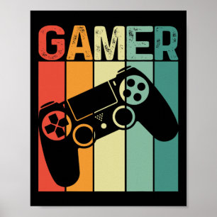 Speler Retro Gamer Gaming Verslaafd Jongen Meisje  Poster