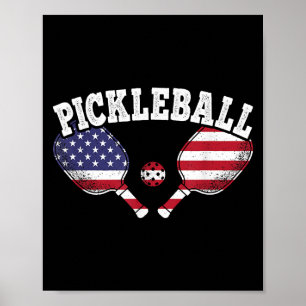 Speler van US-vlag Pickleball Vintage Pickle Ball Poster