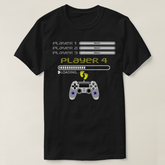 Spelers 1,2,3 Klaar Speler 4 die de Funny Gaming v T-shirt (Design voorkant)