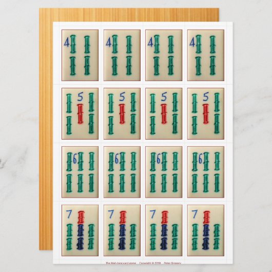 Spelkaarten (4) - Bamboes 4-7 Kaart (Voorkant / Achterkant)