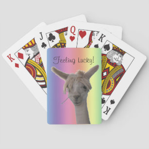 Spelkaarten - Alpaca op regenboogachtergrond Pokerkaarten