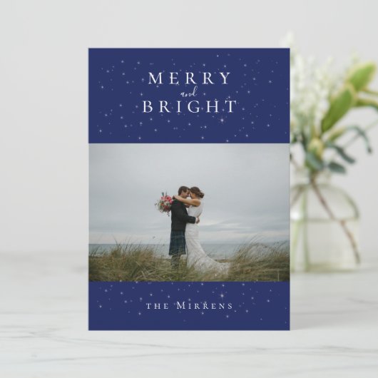 Spellbound Winter Blue Photo Holiday Kaart (Staand voorkant)