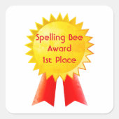 Spelling Bee Award 1e plaats Vierkante Sticker (Voorkant)
