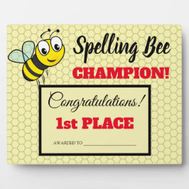 Spelling Bee Award Eerste Plaats Kampioen School Fotoplaat