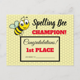 Spelling Bee Award voor eerste keer Champion Schoo Briefkaart