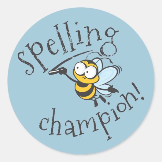 Spelling Bee Champion Ronde Sticker (Voorkant)