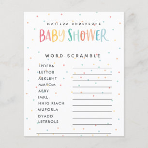 Spelspel voor kleurrijke regenboogreglen baby show flyer
