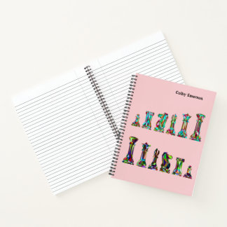 Spelspelers Regenboogkleurscharnieren op roze Notitieboek
