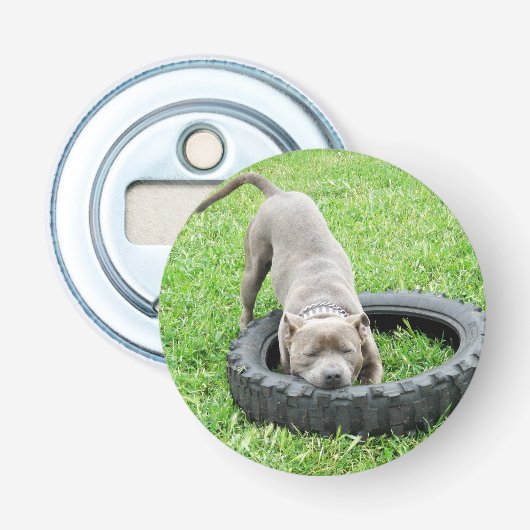 Speltijd, magnetische flesopening button flesopener (Voorkant)