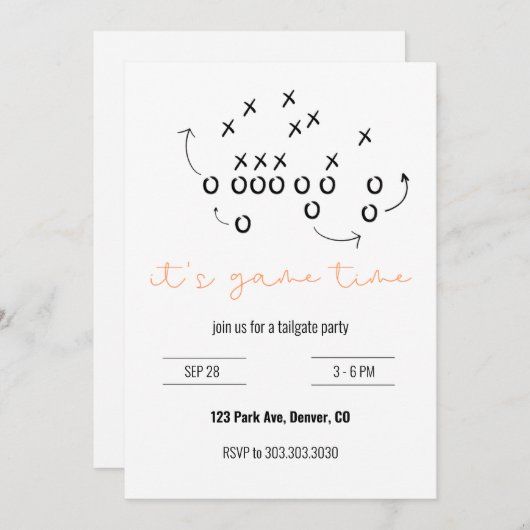 Speltijd Tailgate Party uitnodiging (Voorkant / Achterkant)