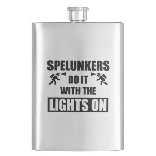 Spelunkers doen het met licht erop flacon