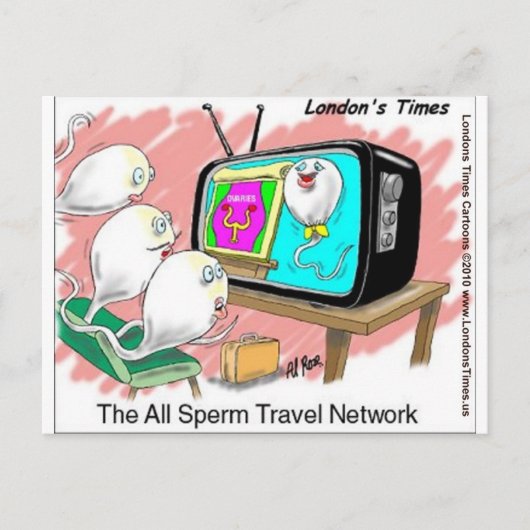 Sperm Travel Network Funny Kaarten T - shirts & ca (Voorkant)