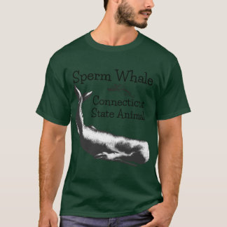 Sperm Whale Connecticut State Animal Line Drawing  T-shirt