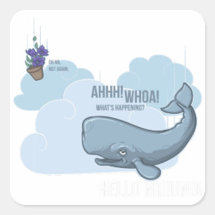 Sperm Whale en Bowl van Petunias Vierkante Sticker