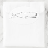 Sperma Whale (lijnkunst) Ovale Sticker (Tas)