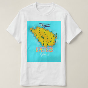 Spetses Grieks eiland kaart reisposter T-shirt