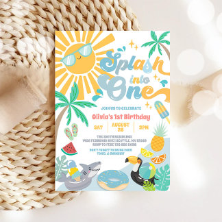Spetter in één zomerfeestje 1e verjaardag kaart