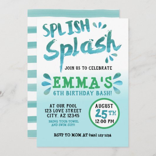 Spetter Spat Park Feest Zomer Jongens Verjaardag Kaart (Voorkant / Achterkant)