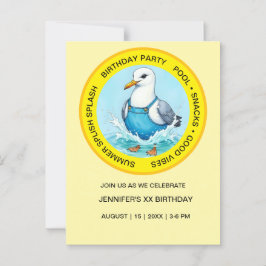 Spetter Spat pret Zee Meeuw zomer Zwembad Feestje Briefkaart