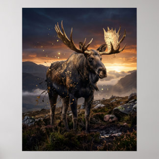 Spetterende Eland Highland Ridge Poster
