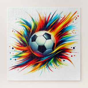 Spetterende Voetbal Futuristische Voetbal Abstract Legpuzzel