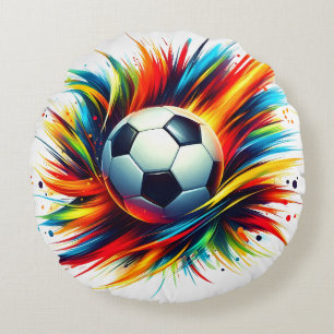 Spetterende Voetbal Futuristische Voetbal Abstract Rond Kussen