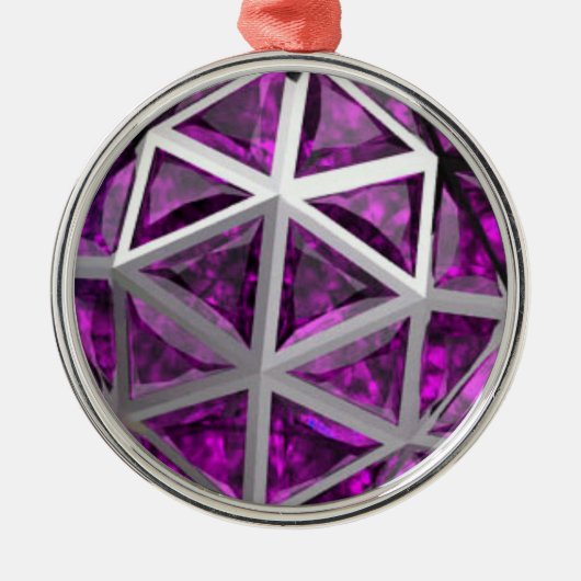 Sphere Amethyst Gemstone Paars Metalen Ornament (Voorkant)