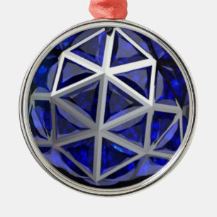 Sphere Blue Sapphire Gemstone Metalen Ornament