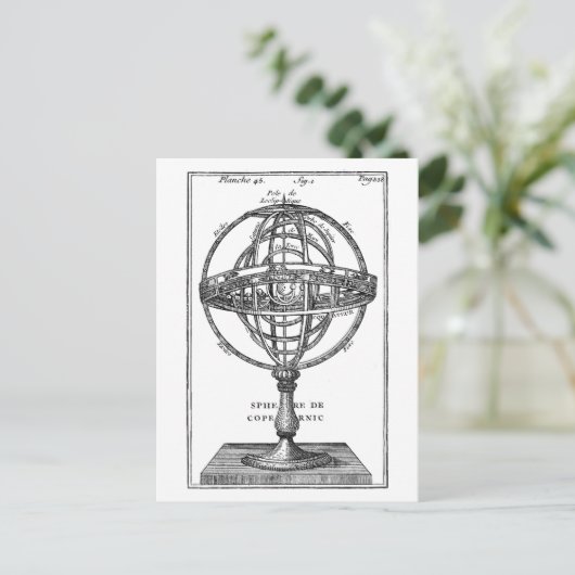Sphère de Copernicus carte postale Vintage (Debout devant)